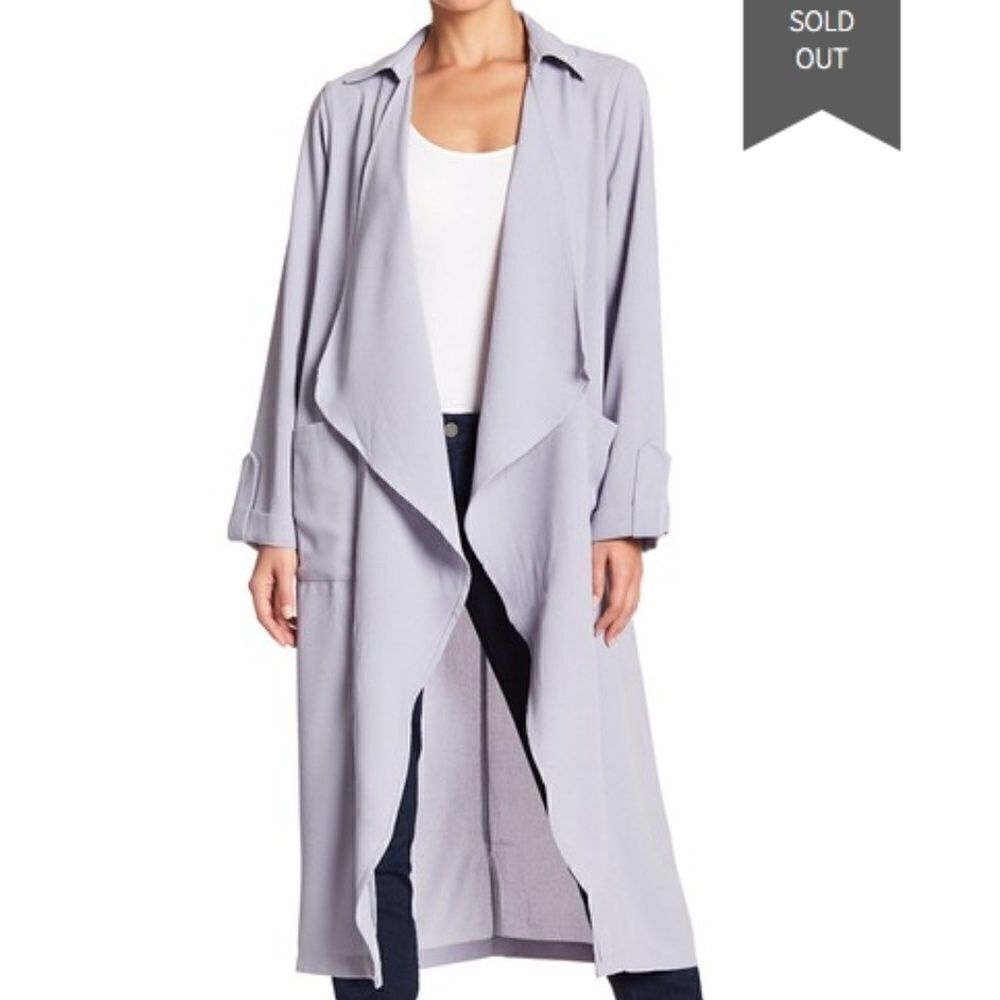 Lush Grey Lilac Open Trench Duster Coat